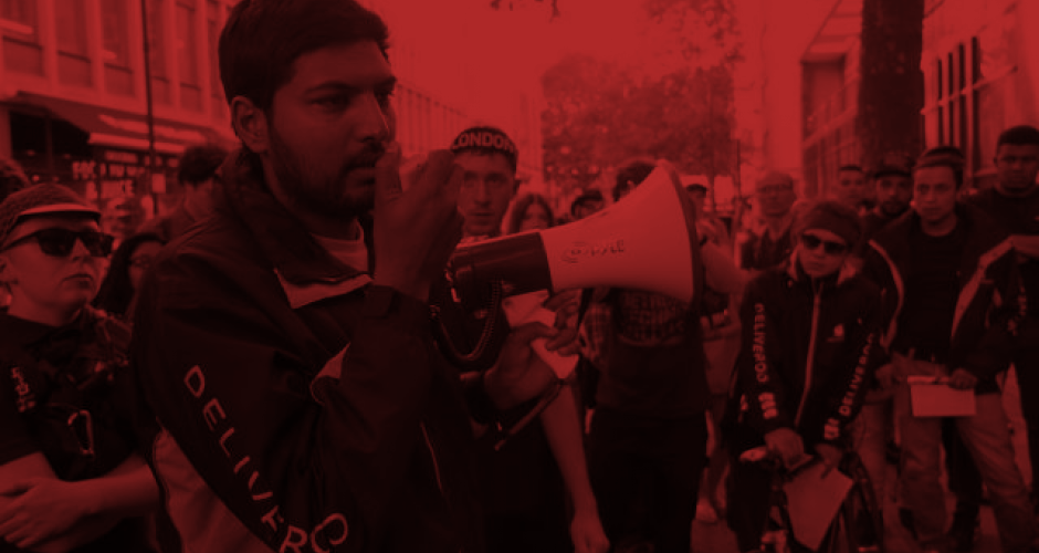 Protestierende Deliveroo Fahrer_innen Protestierende Deliveroo Fahrer_innen