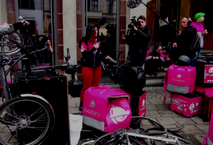 Protest vor Delivery Hero in Berlin